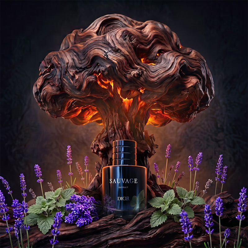 Dior Sauvage Extrait Fragrance Bottle in Nuclear Oud Scenery by Scent Focus