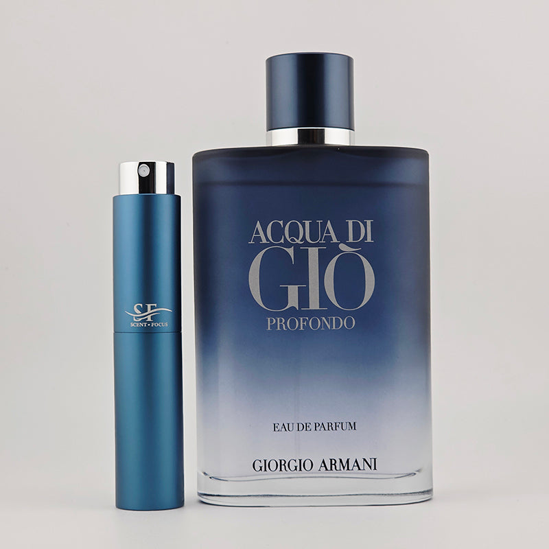 Giorgio Armani - Acqua Di Gio Profondo Bottle Front View with Scent Focus Decant