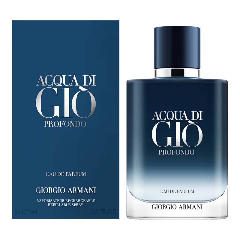 Giorgio Armani Acqua di Giò Profondo perfume bottle and packaging on a white background