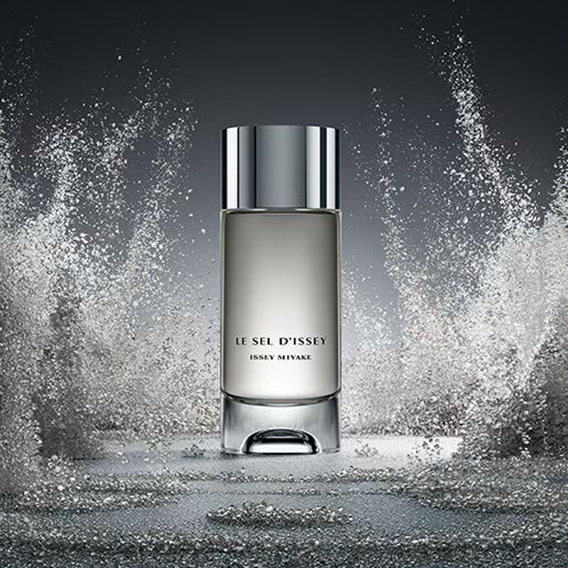 Issey Miyake Le Sel d'Issey Fragrance bottle with salt splash