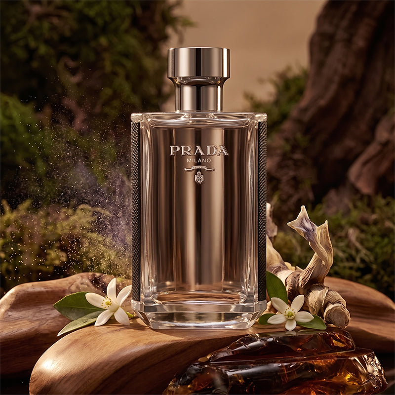 Prada L'Homme Fragrance Bottle with Notes
