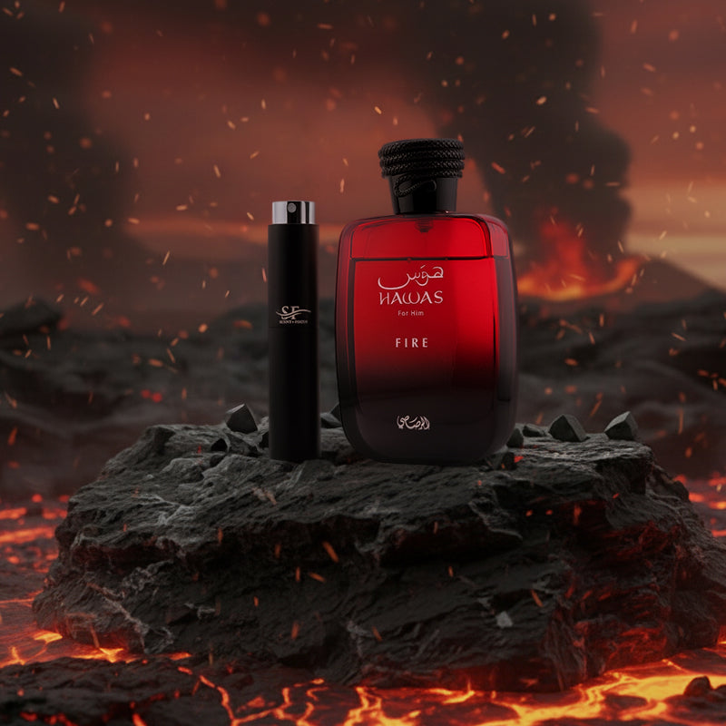 create the image of the fragrance in a volcanic setting