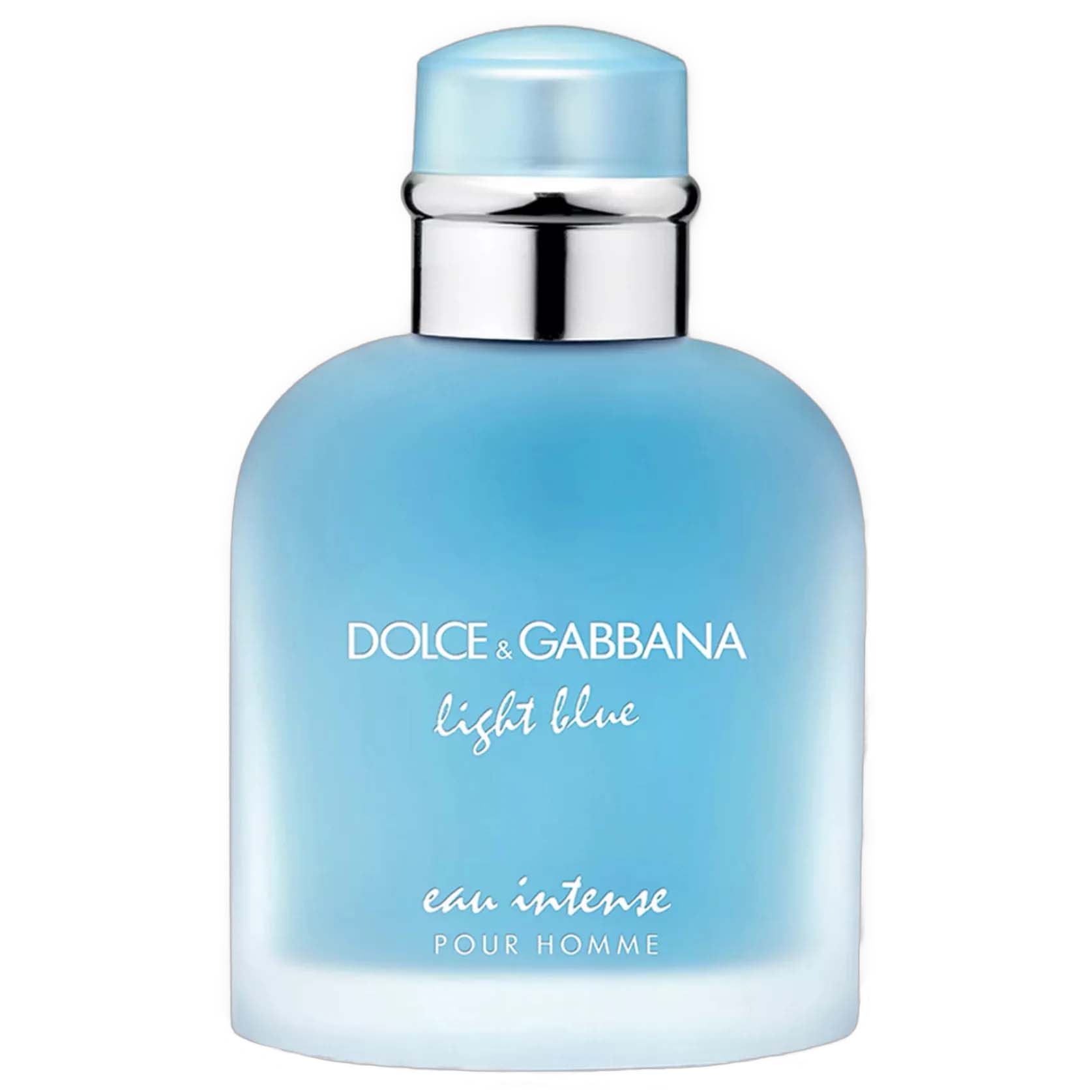 Dolce & Gabbana Light Blue Eau Intense Pour Homme fragrance bottle on white background