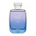 Hawas Ice for Him EDP by Rasasi with frosted blue gradient bottle