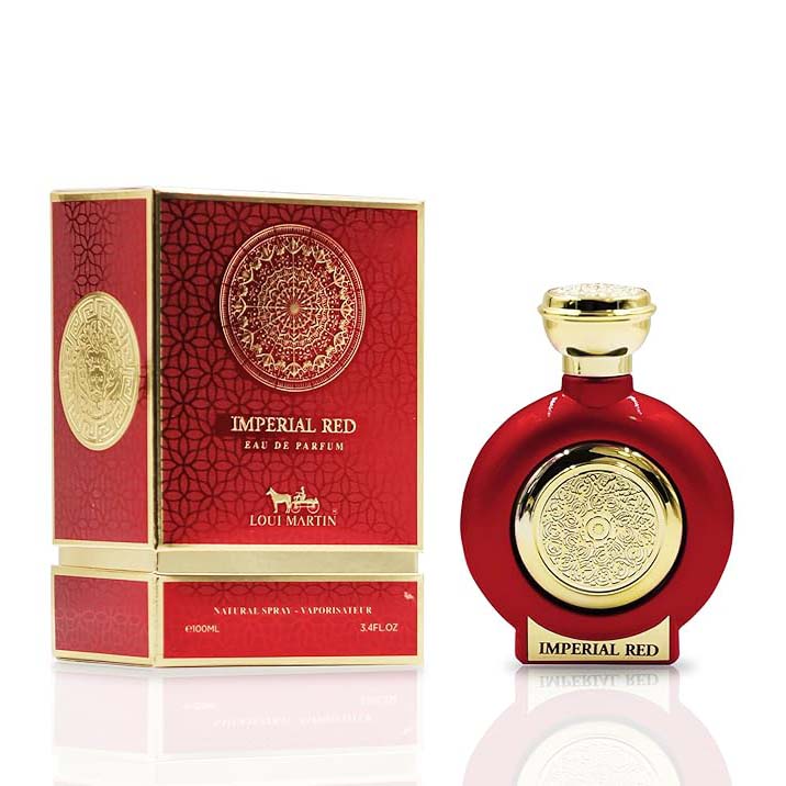mperial Red by Loui Martin bottle and packaging with ornate gold detailing