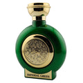 Loui Martin Imperial Green fragrance bottle with gold ornamental detailing and metallic green finish