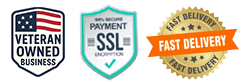 Trusted store badges: Veteran Owned Business, Secure SSL Payment, and Fast Delivery Guarantee
